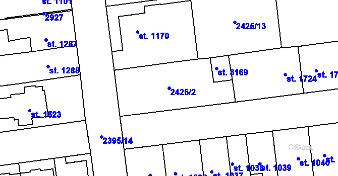 Parcela st. 2426/2 v KÚ Choceň, Katastrální mapa