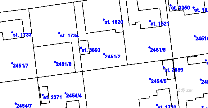 Parcela st. 2451/2 v KÚ Choceň, Katastrální mapa