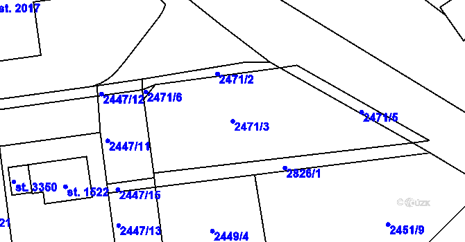 Parcela st. 2471/3 v KÚ Choceň, Katastrální mapa