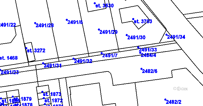 Parcela st. 2491/7 v KÚ Choceň, Katastrální mapa