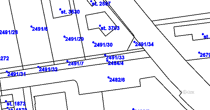 Parcela st. 2491/33 v KÚ Choceň, Katastrální mapa