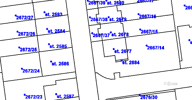 Parcela st. 2667/36 v KÚ Choceň, Katastrální mapa