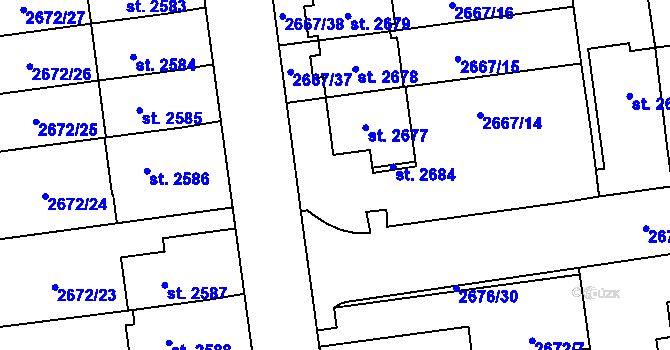 Parcela st. 2667/43 v KÚ Choceň, Katastrální mapa