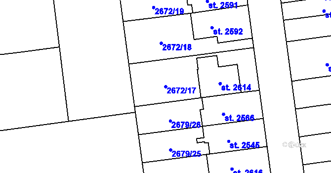 Parcela st. 2672/17 v KÚ Choceň, Katastrální mapa