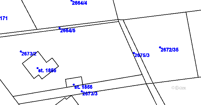 Parcela st. 2673/1 v KÚ Choceň, Katastrální mapa