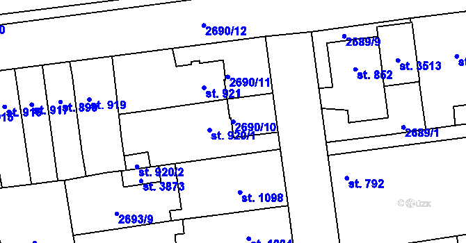 Parcela st. 2690/10 v KÚ Choceň, Katastrální mapa
