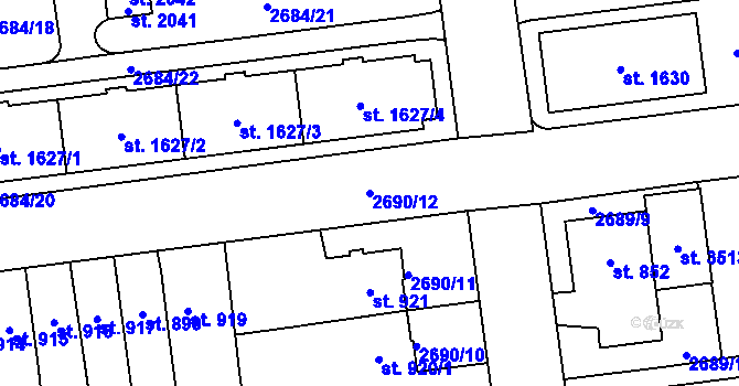 Parcela st. 2690/12 v KÚ Choceň, Katastrální mapa