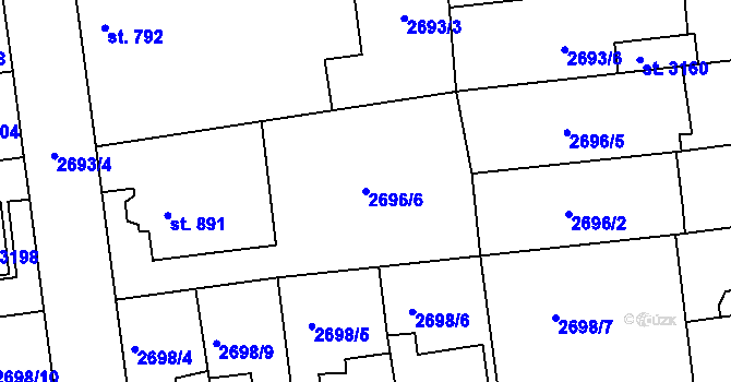 Parcela st. 2696/6 v KÚ Choceň, Katastrální mapa