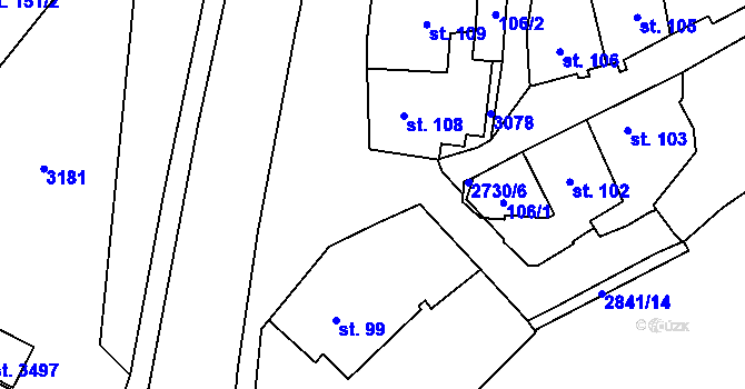 Parcela st. 2730/3 v KÚ Choceň, Katastrální mapa