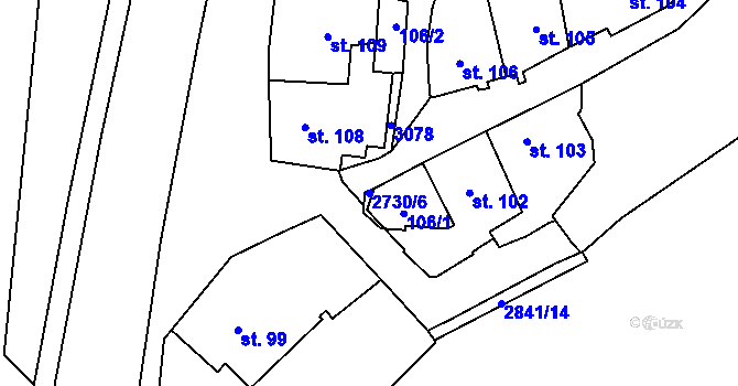 Parcela st. 2730/6 v KÚ Choceň, Katastrální mapa