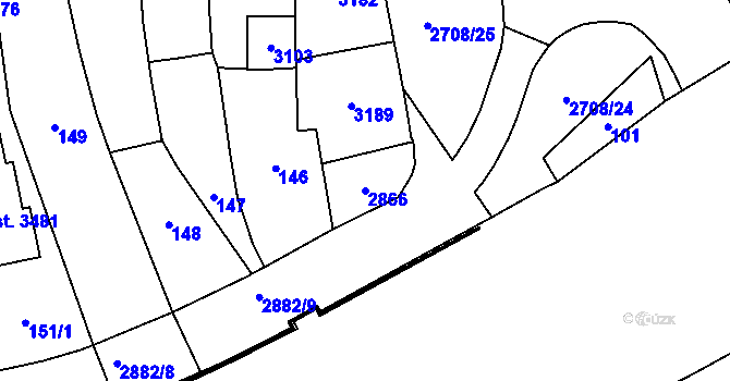 Parcela st. 2866 v KÚ Choceň, Katastrální mapa