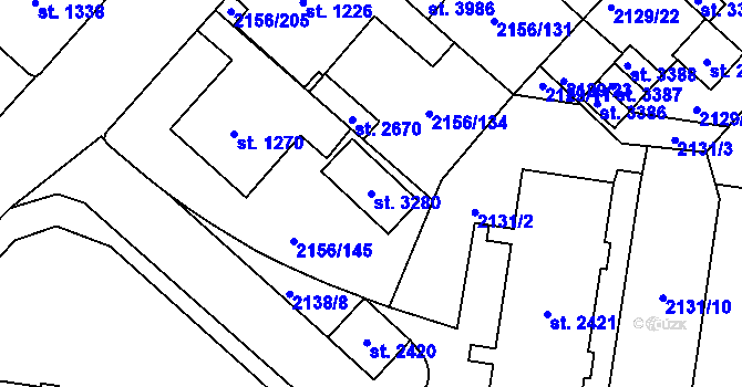Parcela st. 3280 v KÚ Choceň, Katastrální mapa