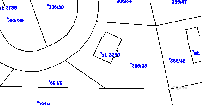Parcela st. 3289 v KÚ Choceň, Katastrální mapa