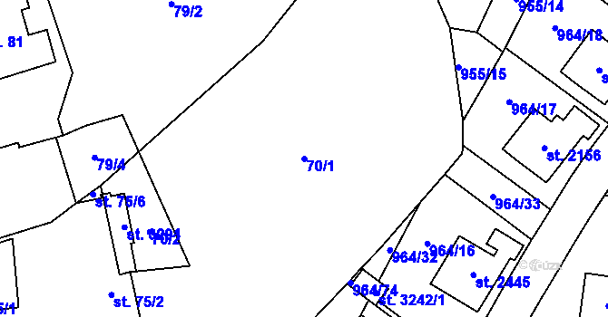 Parcela st. 70/1 v KÚ Choceň, Katastrální mapa