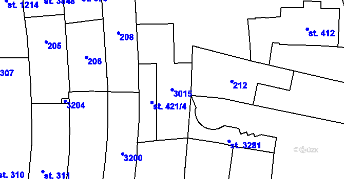 Parcela st. 3015 v KÚ Choceň, Katastrální mapa