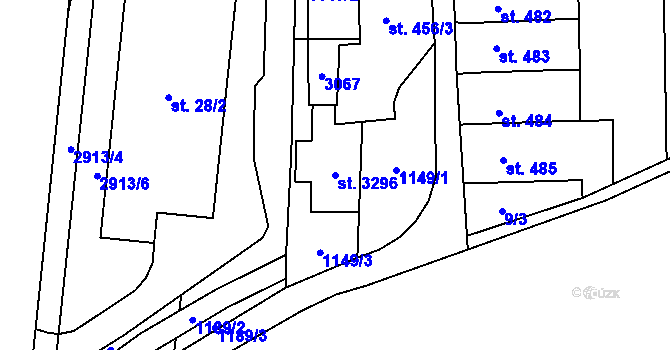 Parcela st. 3296 v KÚ Choceň, Katastrální mapa