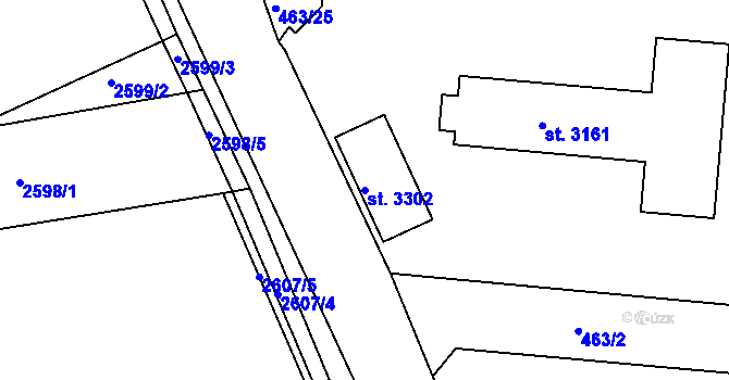 Parcela st. 3302 v KÚ Choceň, Katastrální mapa