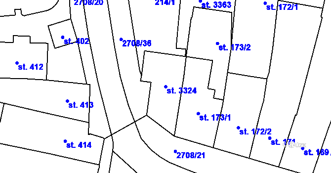 Parcela st. 3324 v KÚ Choceň, Katastrální mapa