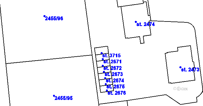 Parcela st. 3715 v KÚ Choceň, Katastrální mapa