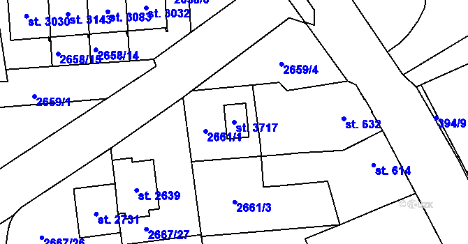 Parcela st. 3717 v KÚ Choceň, Katastrální mapa