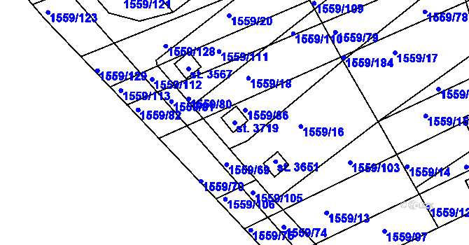 Parcela st. 3719 v KÚ Choceň, Katastrální mapa
