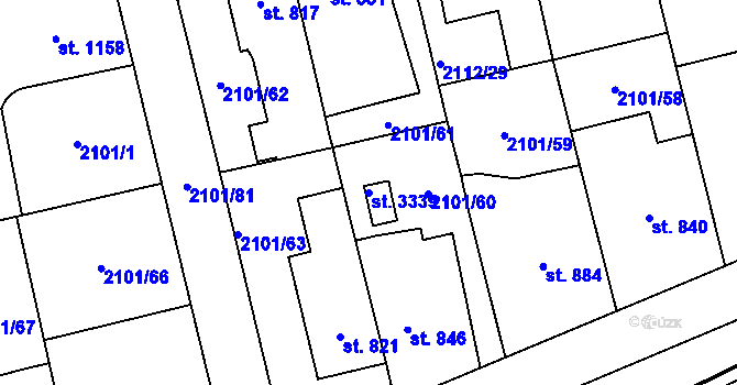 Parcela st. 3339 v KÚ Choceň, Katastrální mapa