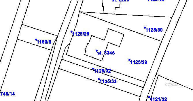 Parcela st. 3345 v KÚ Choceň, Katastrální mapa