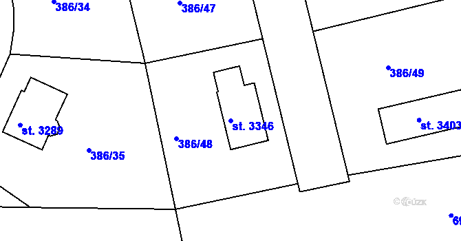 Parcela st. 3346 v KÚ Choceň, Katastrální mapa