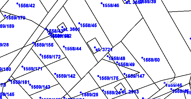 Parcela st. 3721 v KÚ Choceň, Katastrální mapa