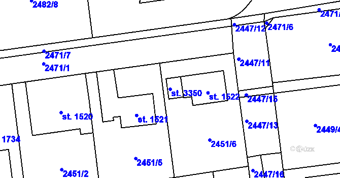 Parcela st. 3350 v KÚ Choceň, Katastrální mapa