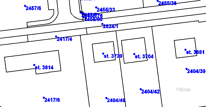 Parcela st. 3729 v KÚ Choceň, Katastrální mapa