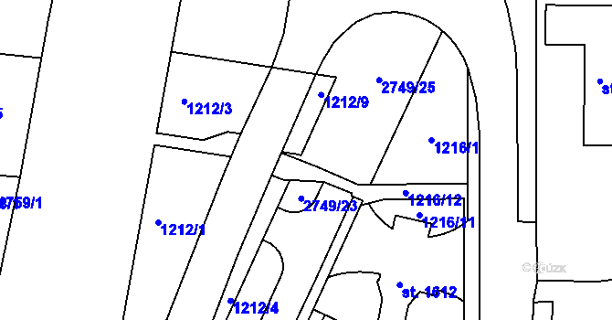 Parcela st. 2749/5 v KÚ Choceň, Katastrální mapa