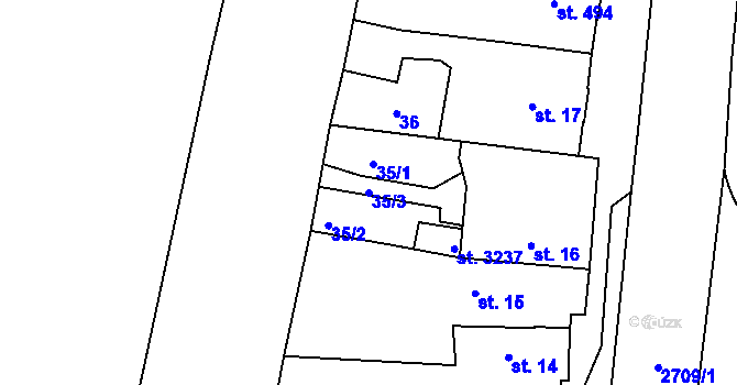 Parcela st. 35/3 v KÚ Choceň, Katastrální mapa