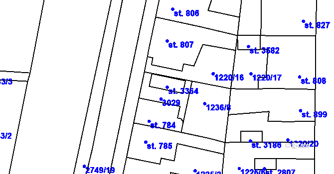Parcela st. 3364 v KÚ Choceň, Katastrální mapa