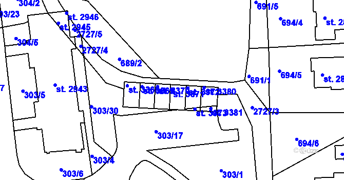 Parcela st. 3371 v KÚ Choceň, Katastrální mapa