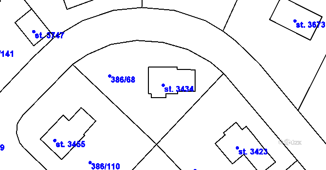 Parcela st. 3434 v KÚ Choceň, Katastrální mapa