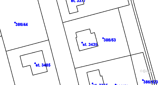 Parcela st. 3435 v KÚ Choceň, Katastrální mapa