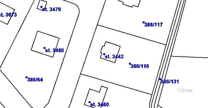 Parcela st. 3442 v KÚ Choceň, Katastrální mapa