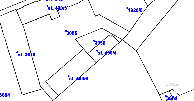 Parcela st. 490/4 v KÚ Choceň, Katastrální mapa