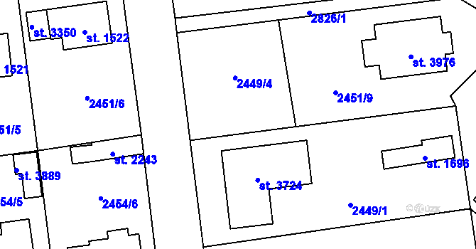 Parcela st. 2449/7 v KÚ Choceň, Katastrální mapa