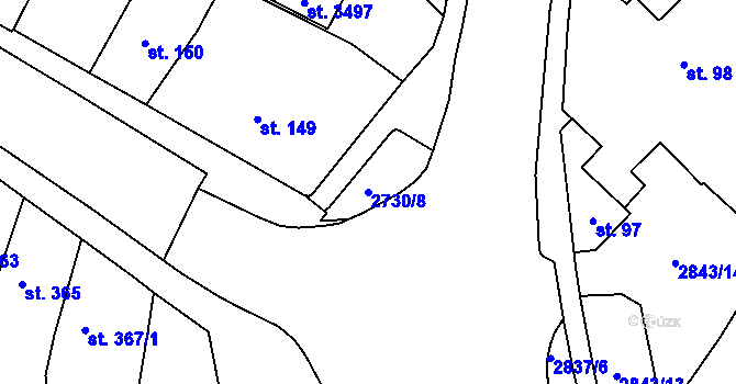 Parcela st. 2730/8 v KÚ Choceň, Katastrální mapa