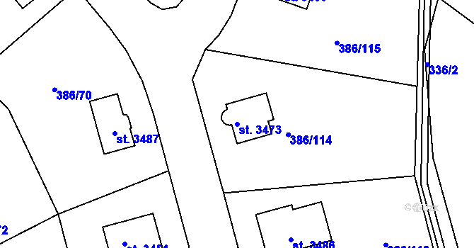 Parcela st. 3473 v KÚ Choceň, Katastrální mapa