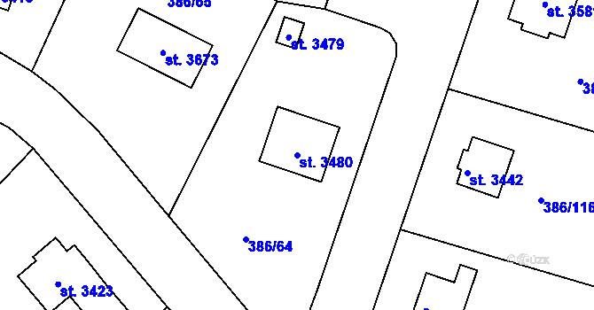Parcela st. 3480 v KÚ Choceň, Katastrální mapa