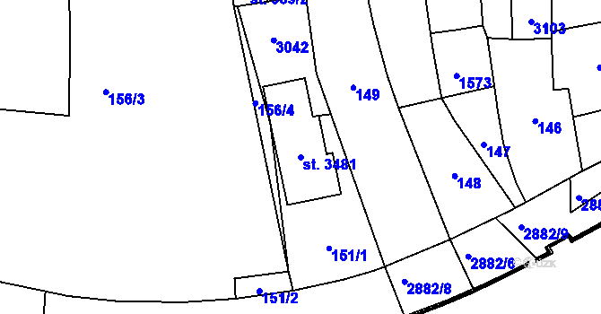 Parcela st. 3481 v KÚ Choceň, Katastrální mapa