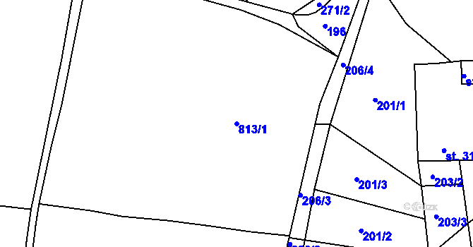 Parcela st. 813/1 v KÚ Choceň, Katastrální mapa