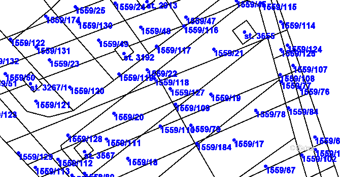 Parcela st. 1559/127 v KÚ Choceň, Katastrální mapa