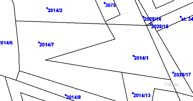 Parcela st. 2014/9 v KÚ Choceň, Katastrální mapa