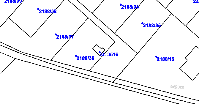 Parcela st. 3516 v KÚ Choceň, Katastrální mapa
