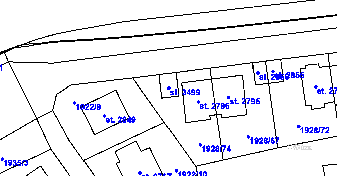 Parcela st. 3499 v KÚ Choceň, Katastrální mapa