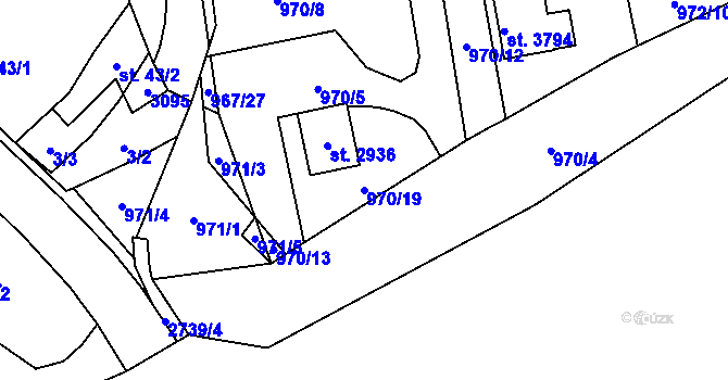 Parcela st. 970/19 v KÚ Choceň, Katastrální mapa